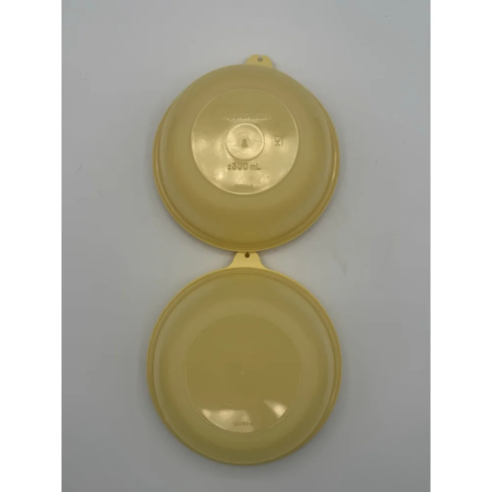 Vintage Tupperware Yellow Snack Bowls w/Lids Set of 2– 300 mL Retro Food Storage